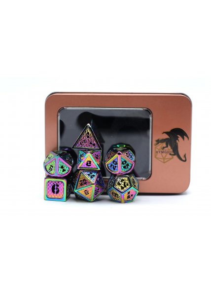 Hollow Metal RPG Dice Set - Rainbow Wyvern